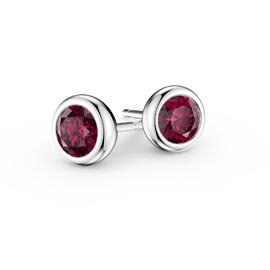 Infinity Ruby Platinum plated Silver Stud Earrings