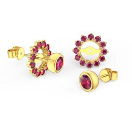 Infinity Ruby 18ct Gold Vermeil Stud Gemburst Earrings Halo Jacket Set