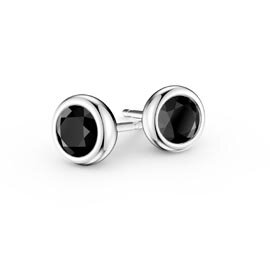 Infinity Onyx Platinum plated Silver Stud Earrings