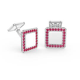 Signature Ruby Platinum plated Silver Cushion Cufflinks