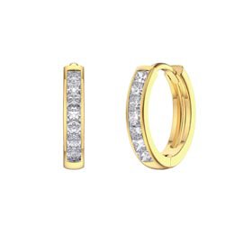 Princess Moissanite 18ct Gold Hoop Earrings Small
