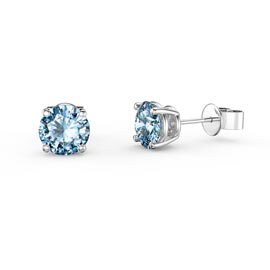 Charisma 1ct Swiss Blue Topaz Platinum Plated Silver Stud Earrings