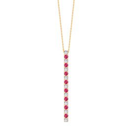 Eternity Ruby and White Sapphire 18ct Gold Vermeil Line Drop Pendant Necklace