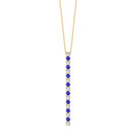 Eternity Blue and White Sapphire 18ct Gold Vermeil Line Drop Pendant Necklace