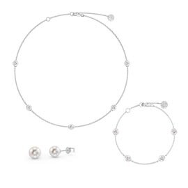 Pearl By the Yard Platinum plated Silver Jewellery Set