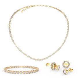 Infinity Diamond CZ 18ct Gold plated Silver Jewellery Set