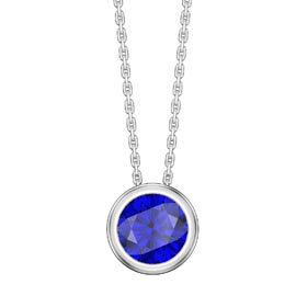 Infinity 1.0ct Sapphire Solitaire Platinum plated Silver Bezel Pendant
