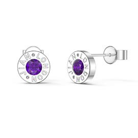 Charisma Amethyst Platinum plated Silver Dainty Stud Earrings