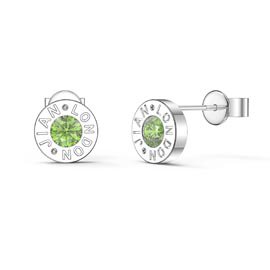 Charisma Peridot Platinum plated Silver Dainty Stud Earrings
