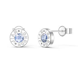 Charisma Aquamarine Platinum plated Silver Dainty Stud Earrings