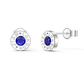 Charisma Sapphire Platinum plated Silver Dainty Stud Earrings