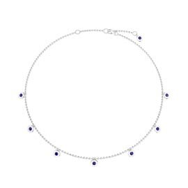 Charisma Sapphire Platinum plated Silver Drop Choker Necklace
