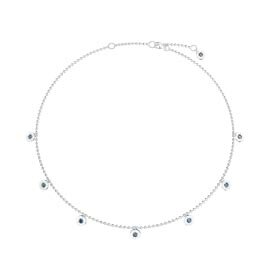 Charisma Swiss Blue Topaz Platinum plated Silver Drop Choker Necklace