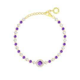 Fusion Amethyst Moissanite Halo 9ct Yellow Gold Tennis Bracelet