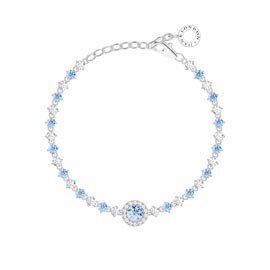 Fusion Aquamarine Lab Diamond Halo 9ct White Gold Tennis Bracelet