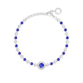 Fusion Sapphire Halo Platinum plated Silver Tennis Bracelet