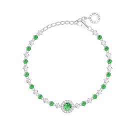Fusion Emerald Lab Diamond Halo 9ct White Gold Tennis Bracelet