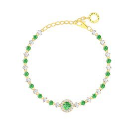 Fusion Emerald Lab Diamond Halo 9ct Yellow Gold Tennis Bracelet
