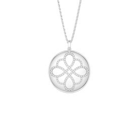 Charisma White Sapphire Infinity Knot Platinum plated Silver Large Round Locket