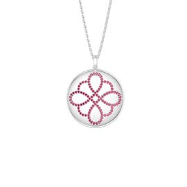Charisma Ruby Infinity Knot Platinum plated Silver Large Round Locket