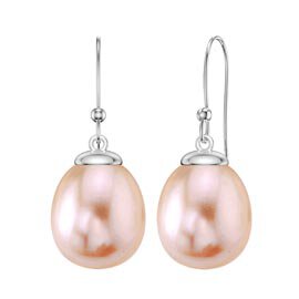 Venus Pink Pearl Platinum Plated Silver Drop Earrings