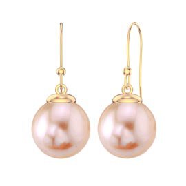 Venus Pink Pearl 18ct Gold Vermeil Drop Earrings 7.0 to 7.5mm