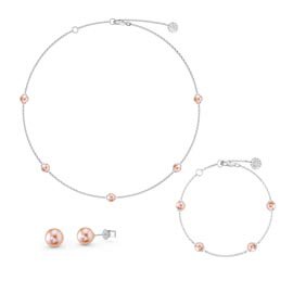 Pink Pearl By the Yard Platinum plated Silver Jewellery Set