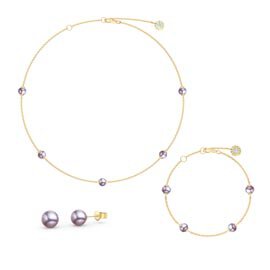 Lilac Pearl By the Yard 18ct Gold Vermeil Jewellery Set