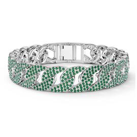 Infinity Emerald Platinum plated Silver Pave Link Bracelet