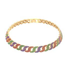 Infinity Rainbow 18ct Gold Vermeil Pave Link Choker Necklace