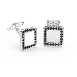 Signature Onyx 9ct White Gold Cushion Cufflinks