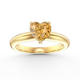 Unity 1ct Heart Citrine Solitaire 9ct Yellow Gold Proposal Ring