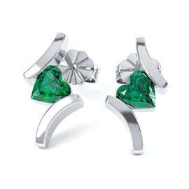 Combinations 1ct Emerald Heart Platinum plated Silver Earrings