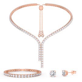 Eternity Asymmetric Drop Moissanite 18ct Rose Gold Vermeil Jewellery Set