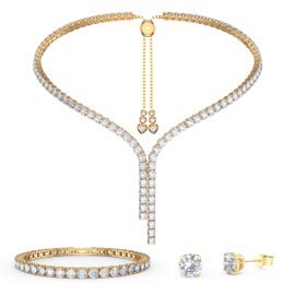 Eternity Asymmetric Drop Moissanite 18ct Gold Vermeil Jewellery Set