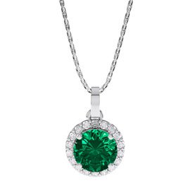 Eternity 0.5ct Emerald Halo Platinum plated Silver Pendant