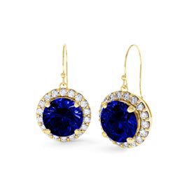 Eternity 1ct Sapphire and Moissanite Halo 18ct Gold Vermeil Drop Earrings