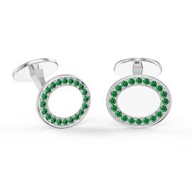 Signature Emerald Platinum plated Silver Oval Cufflinks