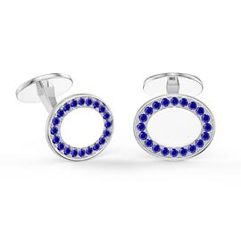 Signature Sapphire Platinum plated Silver Oval Cufflinks