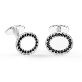Signature Onyx 9ct White Gold Oval Cufflinks