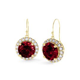 Eternity 1ct Ruby and Moissanite Halo 18ct Gold Vermeil Drop Earrings