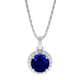 Eternity 0.5ct Sapphire Halo Platinum plated Silver Pendant