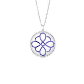 Charisma Sapphire Infinity Knot Platinum plated Silver Large Round Locket