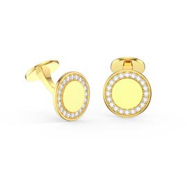 Signature Moissanite 9ct Yellow Gold Round Cufflinks