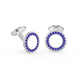 Signature Sapphire Platinum plated Silver Round Cufflinks