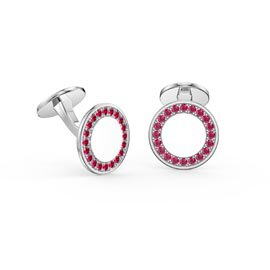Signature Ruby Platinum plated Silver Round Cufflinks