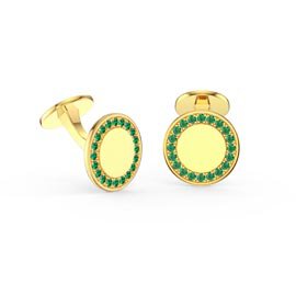 Signature Emerald 9ct Yellow Gold Round Cufflinks