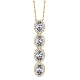 Eternity 2ct White Sapphire Oval Halo 18ct Gold Vermeil Drop Pendant