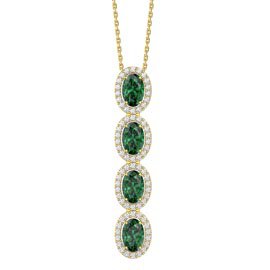 Eternity 2ct Emerald CZ Oval Halo 18ct Gold Vermeil Drop Pendant
