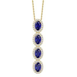 Eternity 2ct Blue Sapphire Oval Halo 18ct Gold Vermeil Drop Pendant